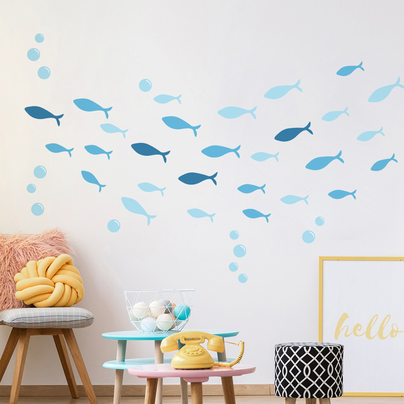 42pcs/set Blue Fish Vinyl Wall - Baby Nursery Furniture Sets reseña y precio