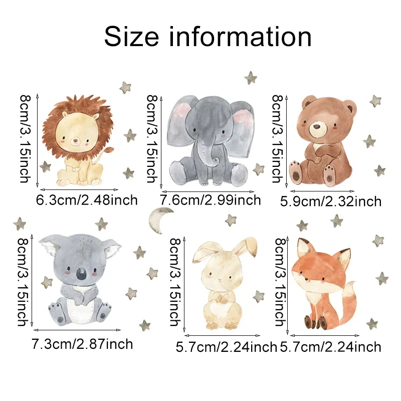 1/2/4/6set Cartoon Animals Wal - Baby Nursery Water reseña y precio
