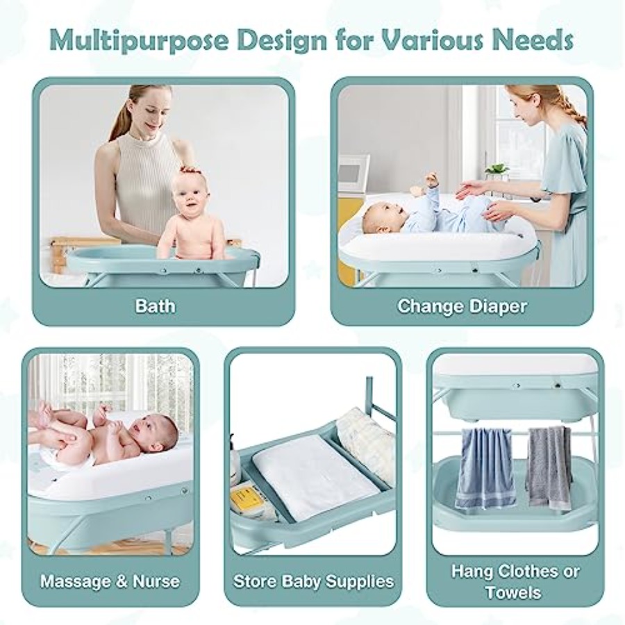 2-in-1 Foldable Baby Bathtub C - Baby Nursery Table reseña y precio