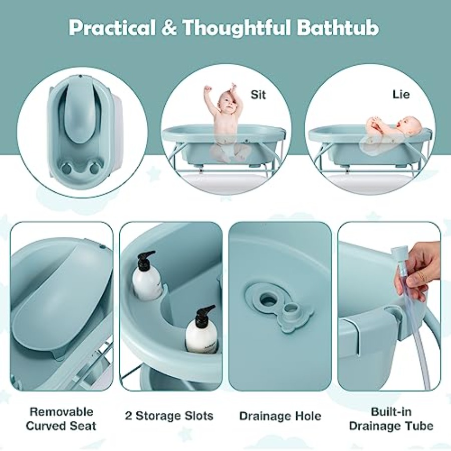 2-in-1 Foldable Baby Bathtub C - Baby Nursery Table reseña y precio