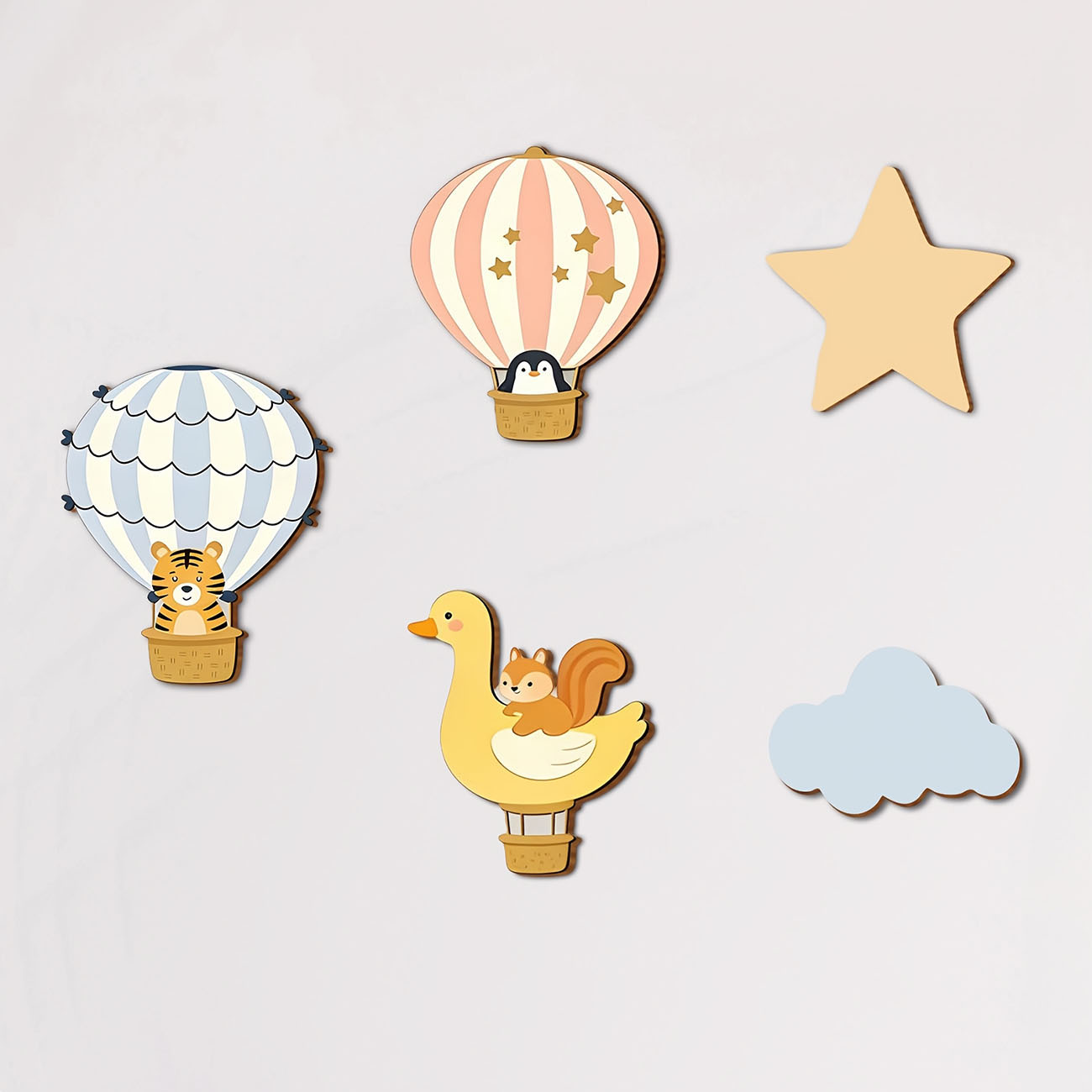 5Pcs Animal Hot Air Balloon Wo - Baby Nursery Wall Mural reseña y precio