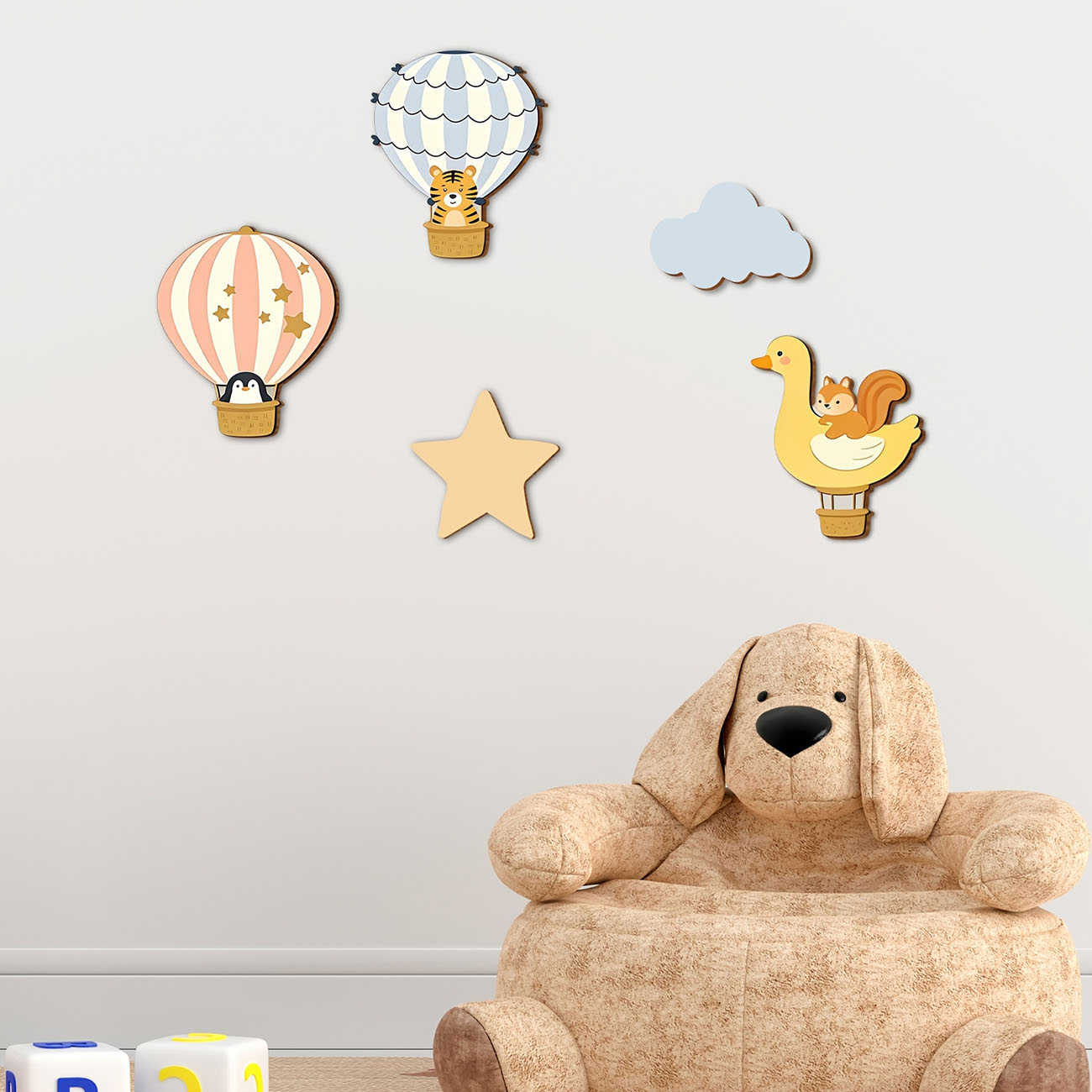 5Pcs Animal Hot Air Balloon Wo - Baby Nursery Wall Mural reseña y precio