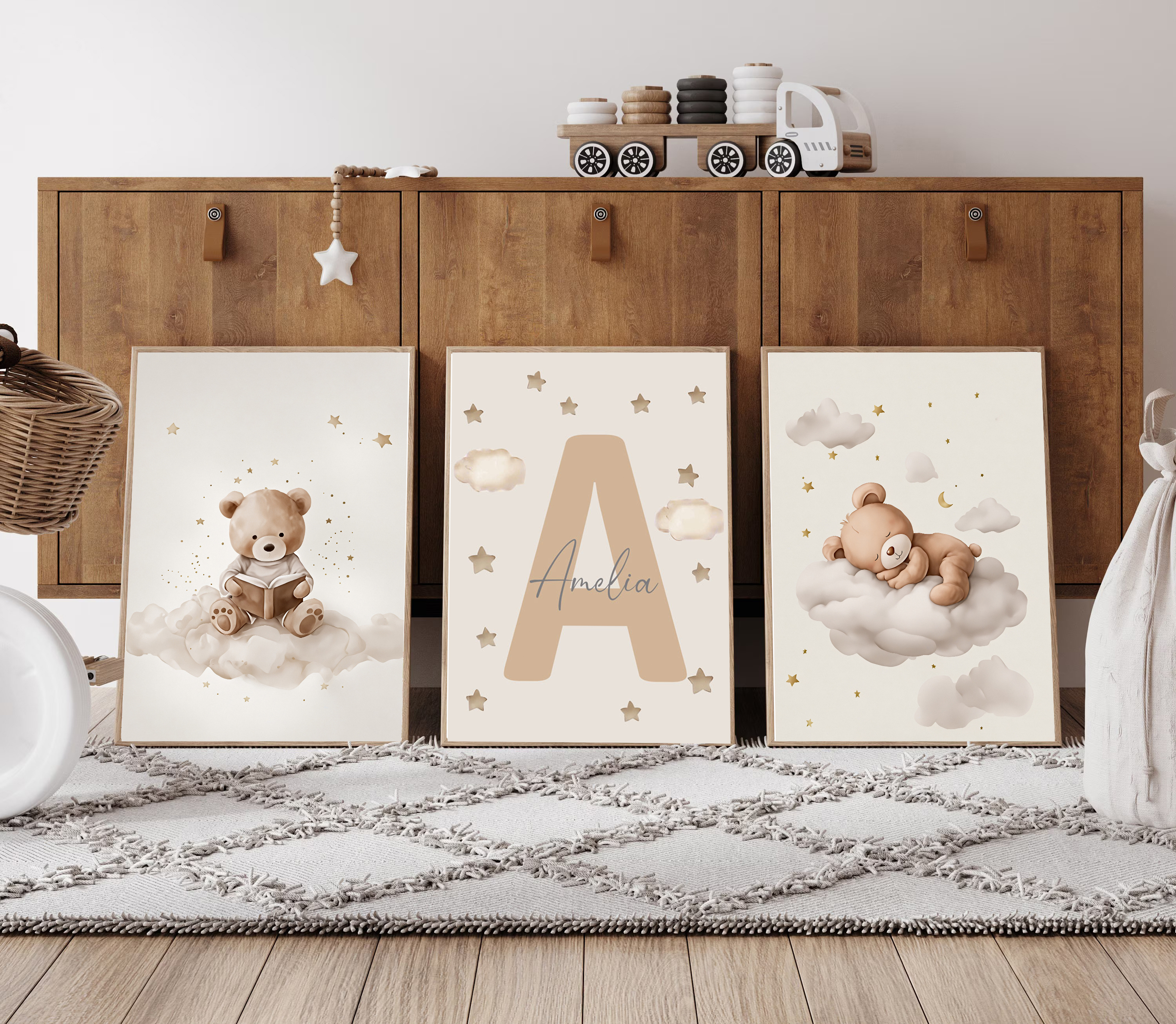 3pcs/set Bohemian Teddy Bear A - Baby Nursery Art reseña y precio