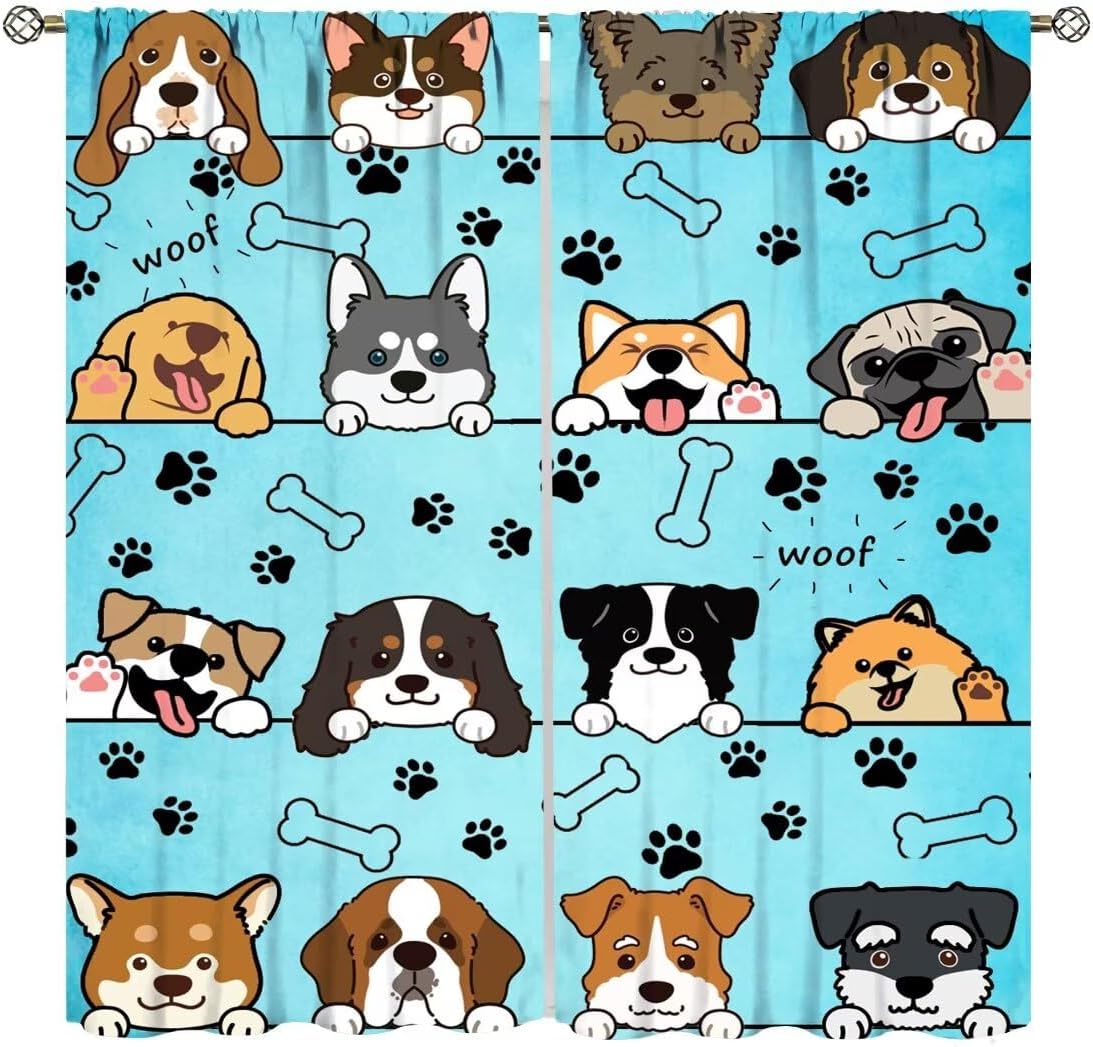 Cute Dog Curtains for Kids Gir - Baby Nursery In Hospital reseña y precio