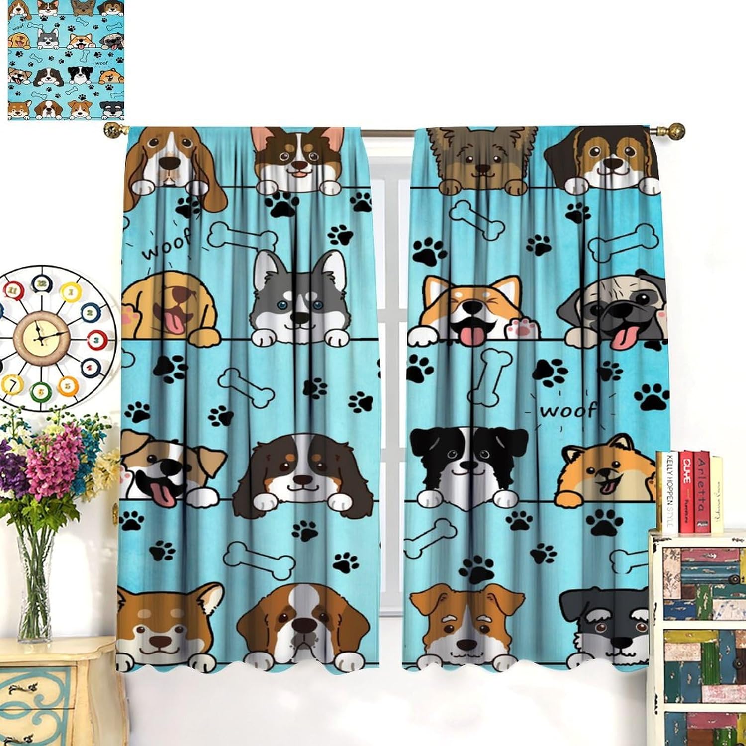 Cute Dog Curtains for Kids Gir - Baby Nursery In Hospital reseña y precio